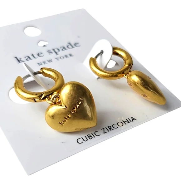 Kate Spade My Precious Gold Heart Huggies Earrings - Picture 10 of 11